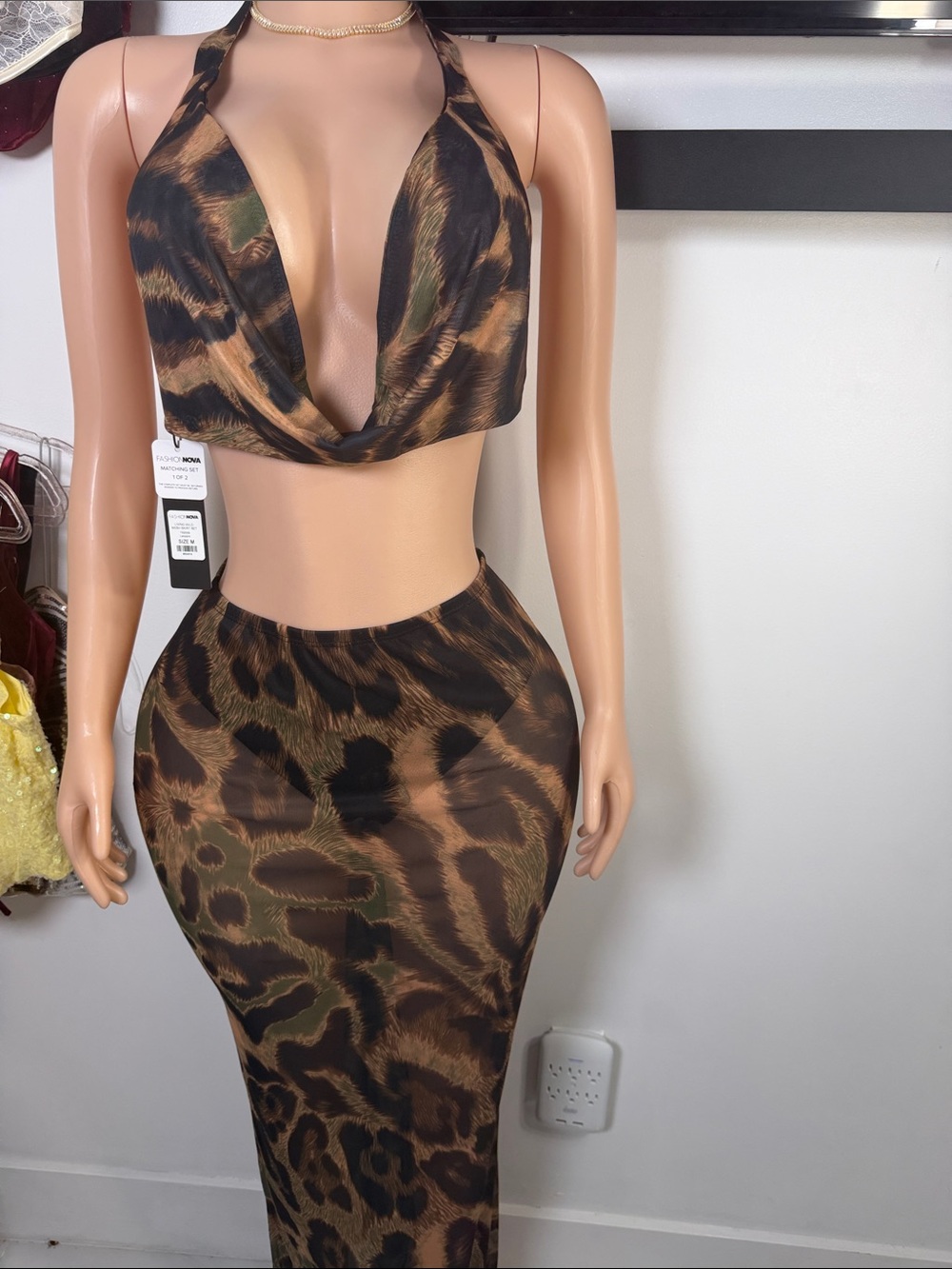 Brown Leopard Print Bodycon Maxi Skirt - Women's